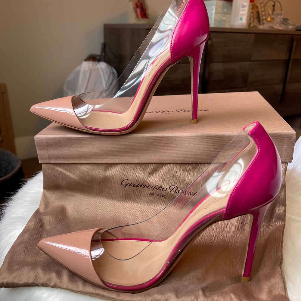 Gianvito Rossi Vernice Dahlia Plexi Pump Size 37